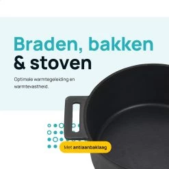 MOA Gietijzeren Braadpan - Inhoud 7,1 Liter - 29CM - Rond - Alle Warmtebronnen - Ook Voor Inductie - Gewicht 7,6 Kg - Zwart - MC29B -Thuiskeuken 1200x1200 549