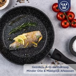 Westinghouse Koekenpan Inductie - Ø 24 Cm - Zwart Marmer - Geschikt Voor Alle Warmtebronnen -Thuiskeuken 1200x1200 597