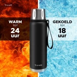 TravelR Thermosfles - Thermoskan - Drinkfles - Isoleerfles - BPA Vrij - Roestvrij Staal - 750 ML - Mat Zwart -Thuiskeuken 1200x1200 607
