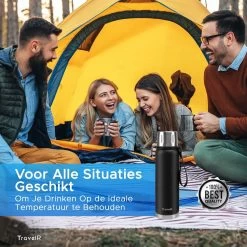 TravelR Thermosfles - Thermoskan - Drinkfles - Isoleerfles - BPA Vrij - Roestvrij Staal - 750 ML - Mat Zwart -Thuiskeuken 1200x1200 608
