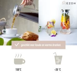 MÊZON® Schenkkan - Glazen Waterkan - Waterkaraf Voor Fruitwater - Multifunctionele Decanteer Karaf - Kan Met Deksel - 1.5L Capaciteit -Thuiskeuken 1200x1200 677