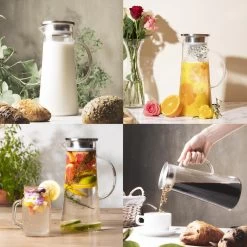 MÊZON® Schenkkan - Glazen Waterkan - Waterkaraf Voor Fruitwater - Multifunctionele Decanteer Karaf - Kan Met Deksel - 1.5L Capaciteit -Thuiskeuken 1200x1200 679