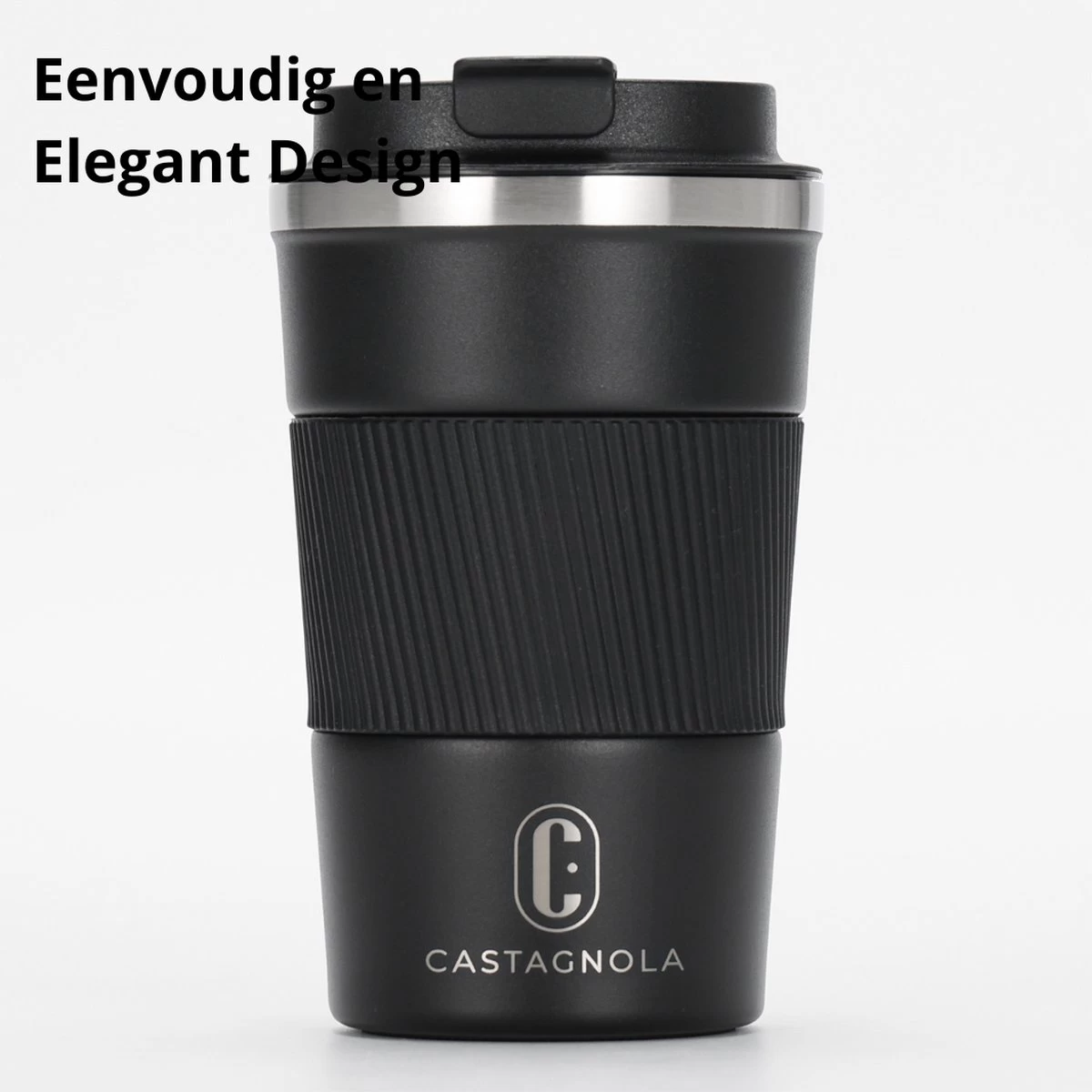 Castagnola Design RVS Koffiebeker To Go - Zwart - 380ml - Thermosbeker - Theebeker 4 Castagnola Design RVS Koffiebeker To Go - Zwart - 380ml - Thermosbeker - Theebeker - Afbeelding 2