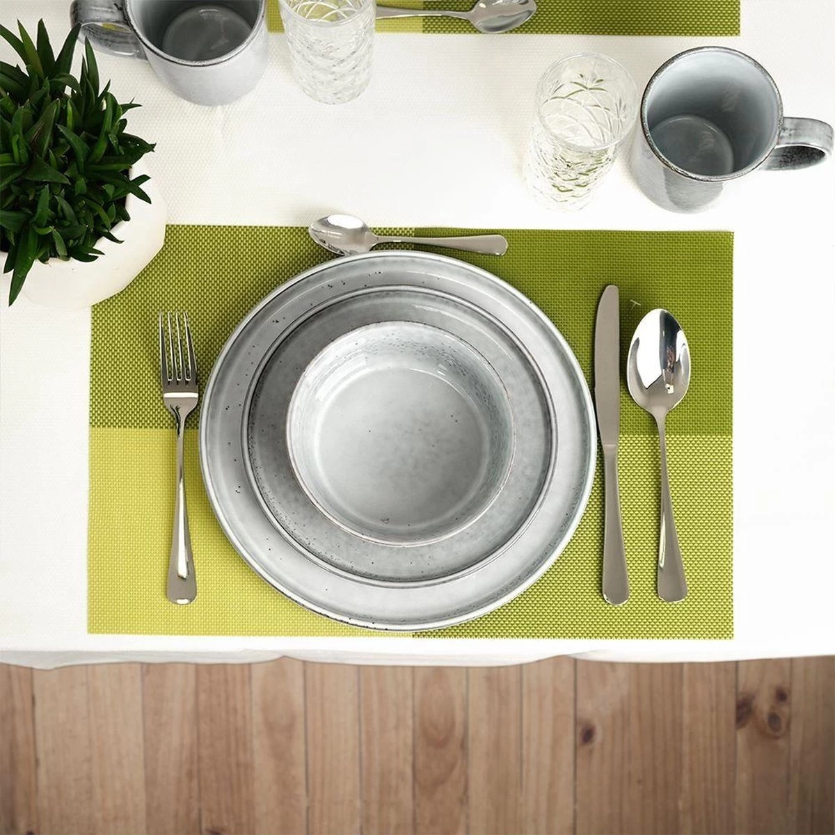 Excellent Serviesset - Servies - 16 Stuks - Aardewerk - Grijs 11 Excellent Serviesset - Servies - 16 Stuks - Aardewerk - Grijs - Afbeelding 9