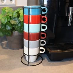 Orange85 Koffiekopjes - Met Houder - Set Van 6 - Gekleurd - 300 Ml - Keramiek -Thuiskeuken 1200x1200 773