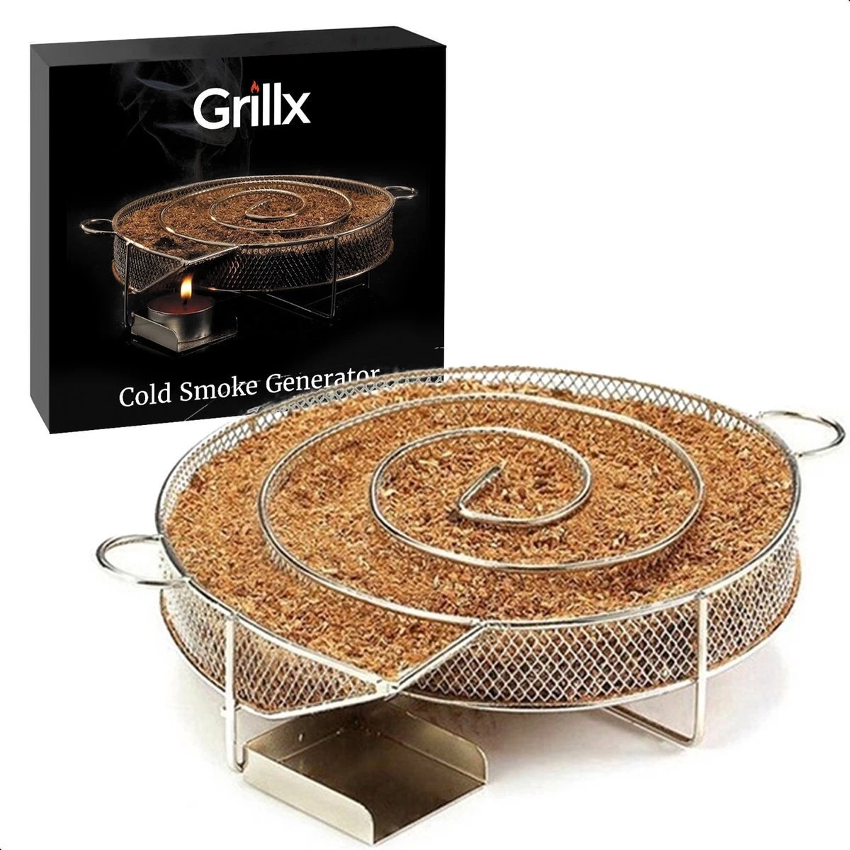 GrillX Cold Smoke Generator Met 1KG Appel Rookmot - 6 Liter - Smokerbox - RVS Rookbox - Rookgenerator - Koud Roken - BBQ Accesoires 4 GrillX Cold Smoke Generator Met 1KG Appel Rookmot - 6 Liter - Smokerbox - RVS Rookbox - Rookgenerator - Koud Roken - BBQ Accesoires - Afbeelding 2