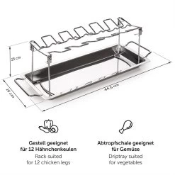Blumtal BBQ Rek - Robuuste Roestvrijstalen Kippenpoot Rek - Voor 12 Poten - Kippengrillstandaard - Vaatwasmachinebestendig -Thuiskeuken 1200x1200 930