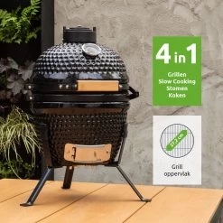 BluMill Kamado BBQ Egg - Kamado 13 Inch - Incl. Vlees Thermometer - Houtskoolbarbecues - Zwart - Ø 27cm -Thuiskeuken 1200x1200 960