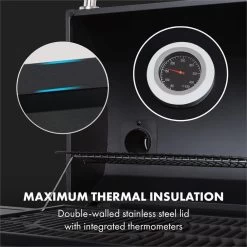 Klarstein Kingsville Double Barbecue - Houtskool- En Gasbarbecue - Smoker BBQ - Inclusief Deksels En Thermometer - Met 2 Roosters - Zwart -Thuiskeuken 1200x1200 985