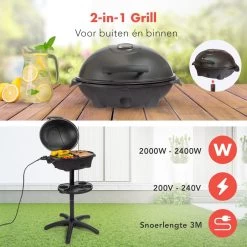 KitchenBrothers Elektrische BBQ - Met Grillplaat - Anti-aanbaklaag - Incl. Plank/Houders - Grilloppervlak 46,5x33,8cm - Tot 300°C - 2400W - Zwart 17 KitchenBrothers Elektrische BBQ - Met Grillplaat - Anti-aanbaklaag - Incl. Plank/Houders - Grilloppervlak 46,5x33,8cm - Tot 300°C - 2400W - Zwart -Thuiskeuken 1200x1200 994