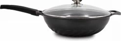 Cheffinger Wokpan Met Deksel - 32cm - Zwart - Pan - Keukenaccessoires -Thuiskeuken 1200x408