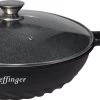 Cheffinger Wokpan Met Deksel - 32cm - Zwart - Pan - Keukenaccessoires