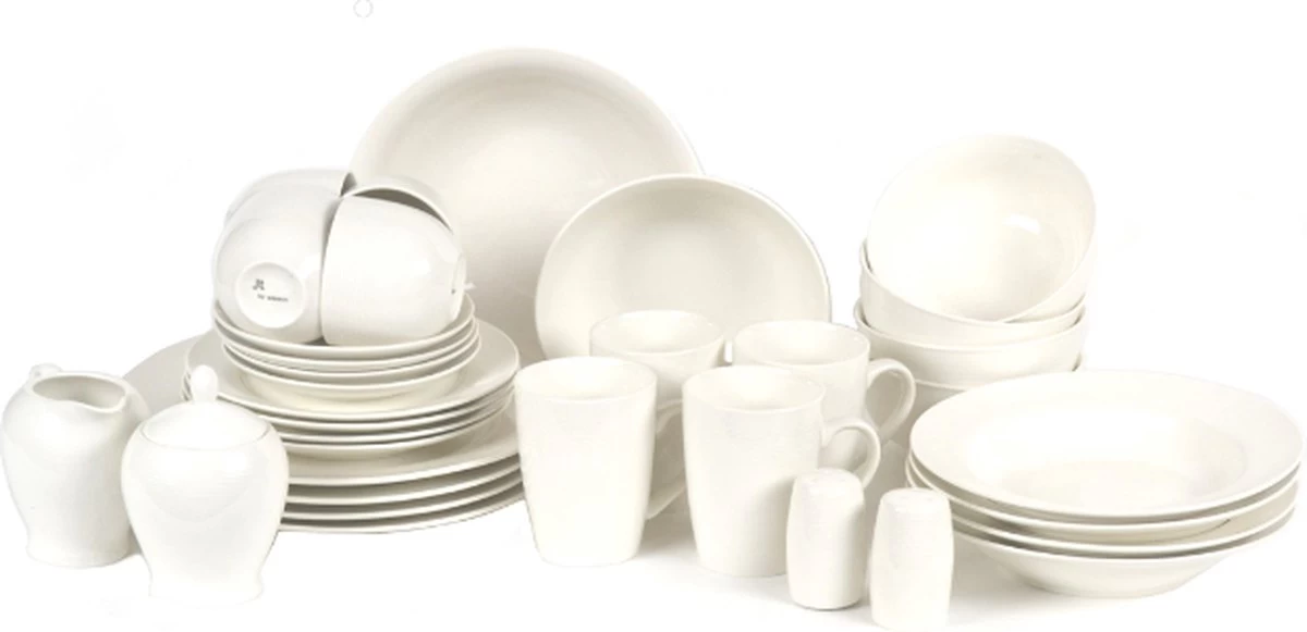 JT Serviesset - Wit - 35delig - 4 Persoons - Luxe Reliëf Design 4 JT Serviesset - Wit - 35delig - 4 Persoons - Luxe Reliëf Design - Afbeelding 2