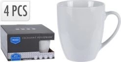 Excellent Houseware Set Van 4x Stuks Bekers/mokken Wit 380 Ml Van Porselein - Melkbekers -Thuiskeuken 1200x612 2