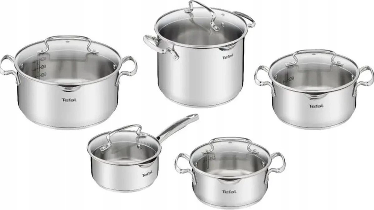 Tefal Duetto+ Pannenset -10 Delig- 5 Pannen - Kookpannenset - Zilver - Afdruipdeksels 3 Tefal Duetto+ Pannenset -10 Delig- 5 Pannen - Kookpannenset - Zilver - Afdruipdeksels