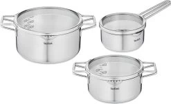 Tefal Nordica Pannenset 3 Delig - Steelpan Ø 16 Cm & Kookpan Ø 20 + Ø 24 Cm