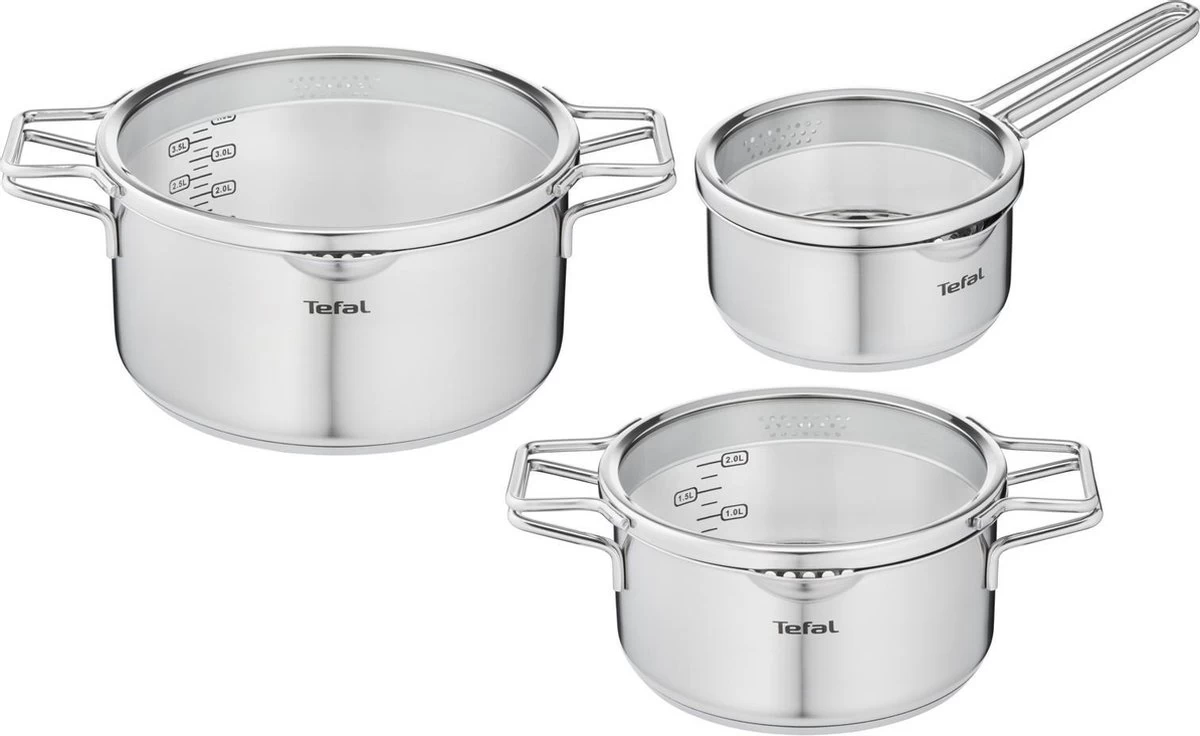 Tefal Nordica Pannenset 3 Delig - Steelpan Ø 16 Cm & Kookpan Ø 20 + Ø 24 Cm 3 Tefal Nordica Pannenset 3 Delig - Steelpan Ø 16 Cm & Kookpan Ø 20 + Ø 24 Cm