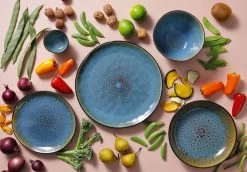 Palmer Serviesset Lotus Stoneware 6-persoons 24-delig Zwart Turquoise -Thuiskeuken 1200x838 1