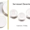 LeRijn® Serviesset Deventer 6 Persoons - 18 Delig - Licht Crème Wit Met Gouden Rand En Motief - Dinerborden - Soepborden - Dessertborden - Borden Servies - Bordenset -Thuiskeuken 1200x872 2