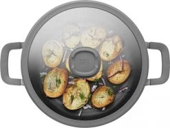 BergHOFF Leo Hapjespan Stone - 28 Cm - Met Glazen Deksel -Thuiskeuken 1200x904 1