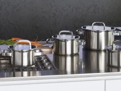 Sola Pannenset Juvia - 4 Delig - Ø 16,16,18,20 Cm - Zilver - RVS - Sandwichbodem -Thuiskeuken 1200x905