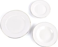 LeRijn® Serviesset Deventer 6 Persoons - 18 Delig - Licht Crème Wit Met Gouden Rand En Motief - Dinerborden - Soepborden - Dessertborden - Borden Servies - Bordenset -Thuiskeuken 1200x972 3