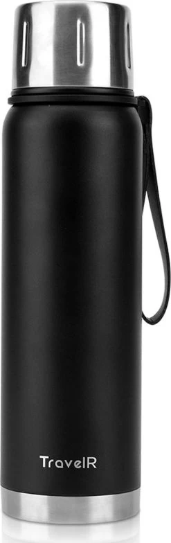 TravelR Thermosfles - Thermoskan - Drinkfles - Isoleerfles - BPA Vrij - Roestvrij Staal - 750 ML - Mat Zwart