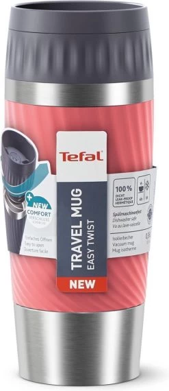 Tefal Travel Mug Easy Twist Thermobeker - Koraalrood - 0,36 Liter -Thuiskeuken 520x1200