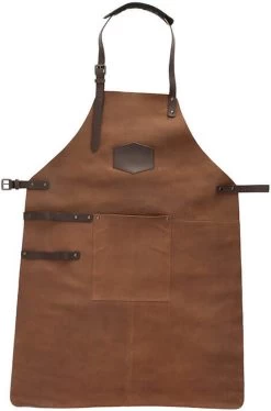 Old West BBQ Schort Barbecue Schort Leer - Cognac Bruin -Thuiskeuken 792x1200 2
